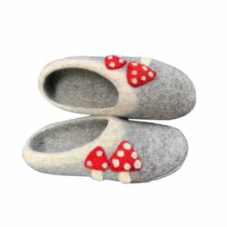 Grey Mushroom Felt Slipper |100% Natural | Made in Nepal