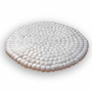 White Felt Ball Mat – 2cm Wool Balls | Handmade Minimalist Rug from Nepal