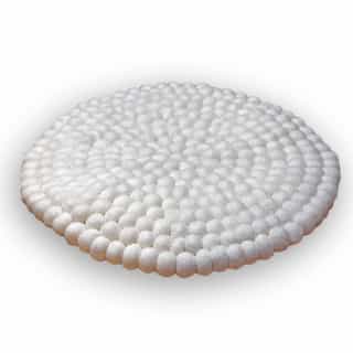 White Felt Ball Mat – 2cm Wool Balls | Handmade Minimalist Rug from Nepal