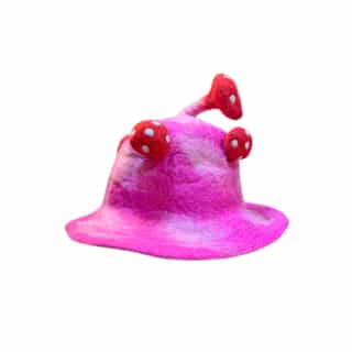 Felt Hat with Multicolor Mushroom Design