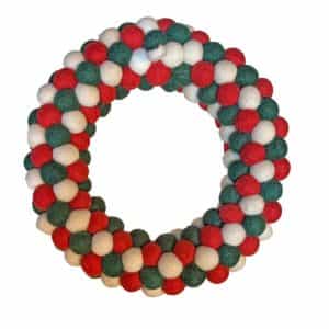 Handmade Felt Ball Christmas Wreath – Multicolor | Eco-Friendly & Fair Trade from Nepal