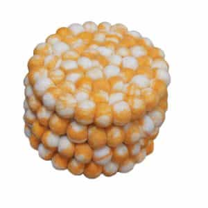 Sunshine Felt Ball Coasters – 1cm Wool Balls | Handmade Table Decor from Nepal