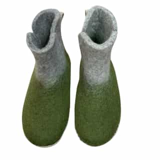Felt boots_green_top Handmade Multicolor Felt Boots for Adults – Warm, Sustainable & Ethically Made in Nepal