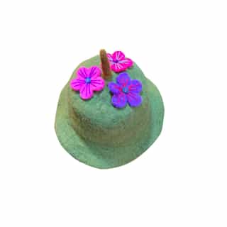 Flower on top Felt Hat_top Felt Green Hat