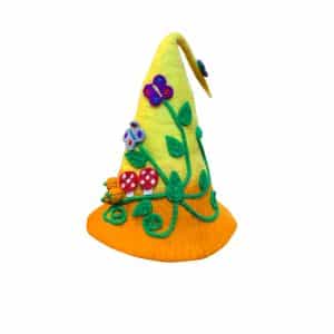 Handmade Felt Fancy Yellow Hat_Front Yellow & Orange Fancy Felt Hat