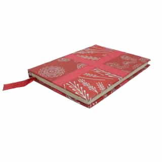 lokta paper diary_pattern red cover_1 Lokta Paper Diary – Color Pattern Cover | Handmade in Nepal | Eco-Friendly Notebook