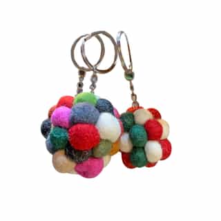Ball Key Rings_01 Handmade Felt Key Rings – Animal, Vegetable & Custom Shapes | Eco-Friendly Wool Keychains Wholesale from Nepal