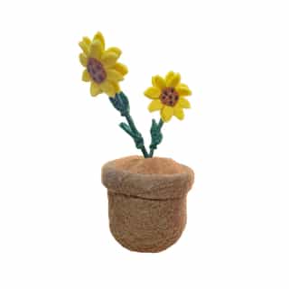 Felt Sunflower_Different style_Brown Handmade Felt Sunflower with Vase – Eco-Friendly Wool Home & Gift Décor | Wholesale from Nepal