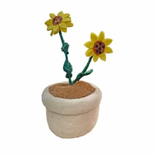 Felt Sunflower_Different style_White Handmade Felt Sunflower with Vase – Eco-Friendly Wool Home & Gift Décor | Wholesale from Nepal