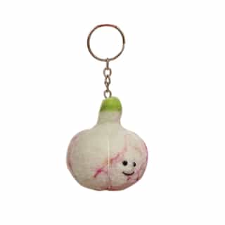 Garlic Key ring Handmade Felt Key Rings – Animal, Vegetable & Custom Shapes | Eco-Friendly Wool Keychains Wholesale from Nepal