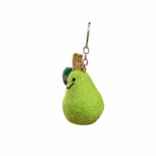 Pear key rings Handmade Felt Key Rings – Animal, Vegetable & Custom Shapes | Eco-Friendly Wool Keychains Wholesale from Nepal