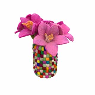 Pink Felt flower Handmade Felt Sunflower with Vase – Eco-Friendly Wool Home & Gift Décor | Wholesale from Nepal