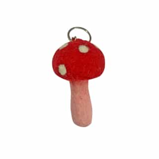 Red Mushroom Fruits key rings Handmade Felt Key Rings – Animal, Vegetable & Custom Shapes | Eco-Friendly Wool Keychains Wholesale from Nepal