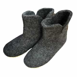 Felt boots_black_side Handmade Single Color Felt Boots for Adults – Minimalist, Cozy, and Ethically Made in Nepal