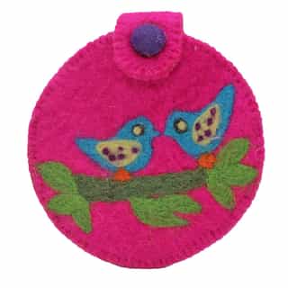 Female wallet_04 Handmade Felt Bird Purse – Pink | Eco-Friendly Wool | Zipper Pouch | | 100% Natural | Made in Nepal