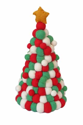 christmas Tree Handmade Felt Ball Christmas Wreath – Multicolor | Eco-Friendly & Fair Trade from Nepal