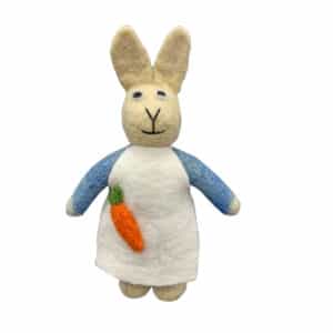 Handmade Felt Rabbit with Carrot Dog Toy – Eco-Friendly Wool Toy